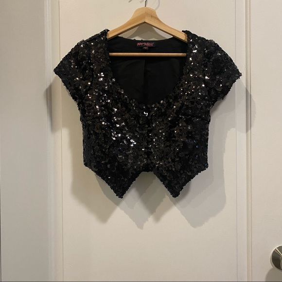 Betsey Johnson Sequin Tuxedo Vest - Picture 2 of 3